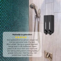 Aquathof, Zeepdispenser, Mat Zwart, 2 Kamer, 2 Reservoirs, 2x250ml - Hangend - Wandmontage -Huishoudelijke Artikelen Verkoop 1200x1200 321