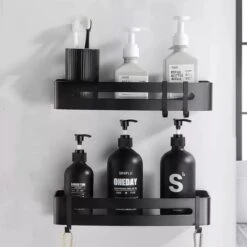 BrandtBergkamp RVS Doucherek 2 Laags – Zonder Boren – Doucherekje Hangend – Badkamerrek Zwart -Huishoudelijke Artikelen Verkoop 1200x1200 337