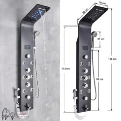 Douchepaneel Met Massage - Regendouche - Massage Jets - Waterval Douche - Met Thermostaatkraan En Handdouche - Zwart - Opbouw - Douchekop - Flanner® -Huishoudelijke Artikelen Verkoop 1200x1200 367