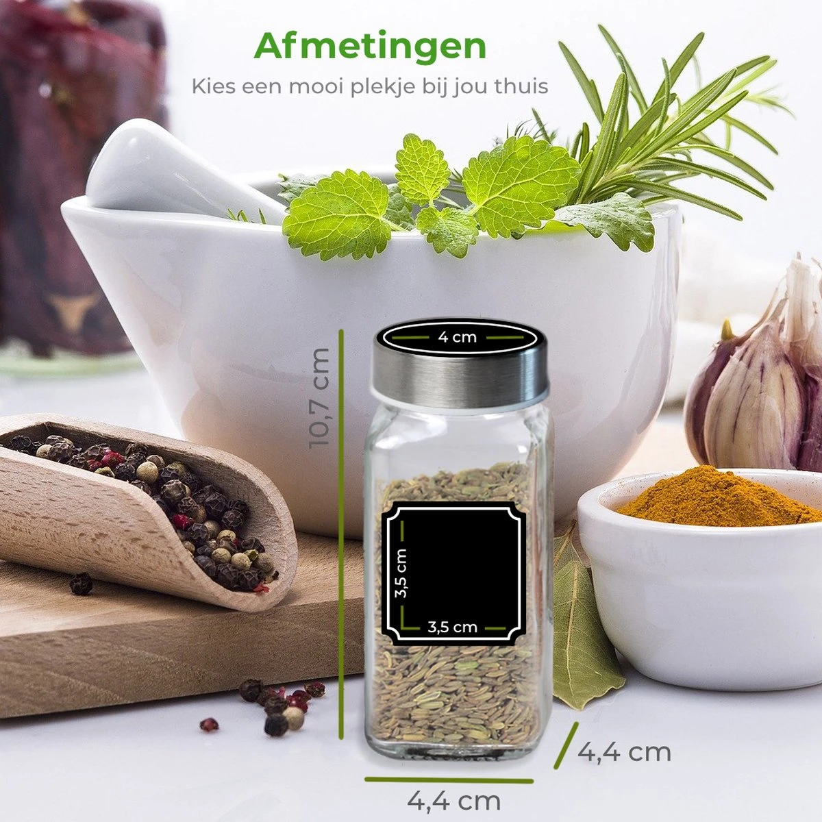 Soothe 48 Glazen Kruidenpotjes Set Met 2 Soorten Strooideksels – Kruidenstrooier – Compleet Pakket Incl Kruidenpotjes Stickers, Krijtstift En Accessoires 11 Soothe 48 Glazen Kruidenpotjes Set Met 2 Soorten Strooideksels – Kruidenstrooier – Compleet Pakket Incl Kruidenpotjes Stickers, Krijtstift En Accessoires - Afbeelding 9