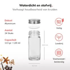 Deleca 24 Glazen Kruidenpotjes - Incl. 3 Soorten Stickers En Strooideksel Set - Voorraadpotten Glas Met Deksel - Kruidenstrooier - 10,5 X 4,3 Cm - Vierkant / 120 Ml 23 Deleca 24 Glazen Kruidenpotjes - Incl. 3 Soorten Stickers En Strooideksel Set - Voorraadpotten Glas Met Deksel - Kruidenstrooier - 10,5 X 4,3 Cm - Vierkant / 120 Ml -Huishoudelijke Artikelen Verkoop 1200x1200 428