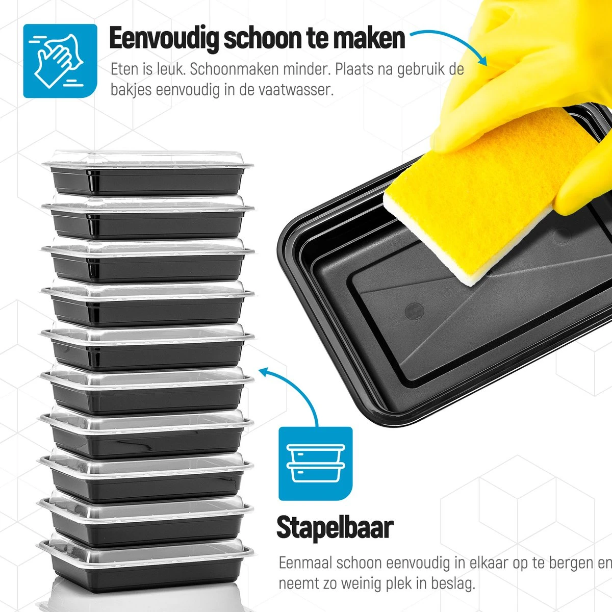 Meal Prep Bakjes - 20 Stuks - 1 Compartiment - Lunchbox - Diepvriesbakjes - Vershoudbakjes - Plastic Bakjes Met Deksel - Magnetron Bakjes Met Deksel - Meal Prep - Vershouddoos - 1L - BPA Vrij - Fitcrafters 5 Meal Prep Bakjes - 20 Stuks - 1 Compartiment - Lunchbox - Diepvriesbakjes - Vershoudbakjes - Plastic Bakjes Met Deksel - Magnetron Bakjes Met Deksel - Meal Prep - Vershouddoos - 1L - BPA Vrij - Fitcrafters - Afbeelding 3