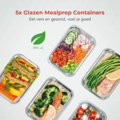 KitchenBrothers Meal Prep Bakjes - Set - Luchtdicht - BPA Vrij - 1L - Glas - 5 Stuks -Huishoudelijke Artikelen Verkoop 1200x1200 509
