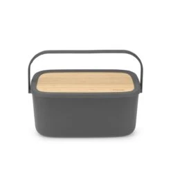 Brabantia Nic Broodtrommel - Met Bamboe Deksel - Dark Grey -Huishoudelijke Artikelen Verkoop 1200x1200 549