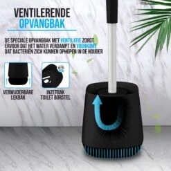 Strex Toiletborstel Siliconen Met Houder Zwart - Sneldrogend, Hygiënisch & Antibacteriële Werking - WC Borstel - Toilet Borstel Houder -Huishoudelijke Artikelen Verkoop 1200x1200 58