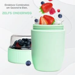 Coninx Yoghurtbeker To Go - Muesli Beker To Go - Lunchbeker - Mueslibeker 640ml (450ml+190ml) - Groen -Huishoudelijke Artikelen Verkoop 1200x1200 676