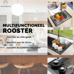 Kitch&Life Afdruiprek Oprolbaar - Mat Zwart - Pannenonderzetter - Afdruipmat - Keukenrek 3-in-1 13 Kitch&Life Afdruiprek Oprolbaar - Mat Zwart - Pannenonderzetter - Afdruipmat - Keukenrek 3-in-1 -Huishoudelijke Artikelen Verkoop 1200x1200 706