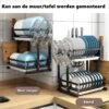 Doogo® Afdruiprek Met Lekbak 2 Laags – Inklapbaar - Muur Hangen Mogelijke - Afwasrek – Met 2 Lekbakken – Extra Accessories Voor Servies En Snijplanken - RVS -Huishoudelijke Artikelen Verkoop 1200x1200 713