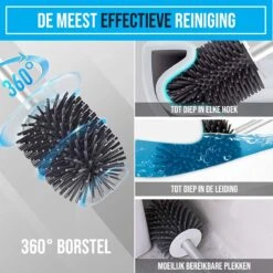 Strex Toiletborstel Siliconen Met Houder - Sneldrogend, Hygiënisch & Antibacteriële Werking - WC Borstel - Toilet Borstel Houder -Huishoudelijke Artikelen Verkoop 1200x1200 74