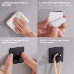 Qitch & Quisine Handdoekhaakjes - Set Van 3 Zwarte Haakjes - Zelfklevend - Waterbestendig - RVS 12 Qitch & Quisine Handdoekhaakjes - Set Van 3 Zwarte Haakjes - Zelfklevend - Waterbestendig - RVS -Huishoudelijke Artikelen Verkoop 1200x1200 80