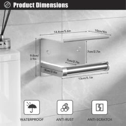 BOTC Toiletrolhouder Met Handdoekhaakjes - Toiletrolhouder - Toiletrolhouder - Zelfklevend / Boren / Zonder Boren - RVS - Zliver -Huishoudelijke Artikelen Verkoop 1200x1200 86