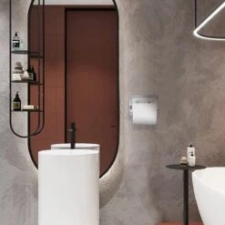 BOTC Toiletrolhouder Met Handdoekhaakjes - Toiletrolhouder - Toiletrolhouder - Zelfklevend / Boren / Zonder Boren - RVS - Zliver -Huishoudelijke Artikelen Verkoop 1200x1200 89