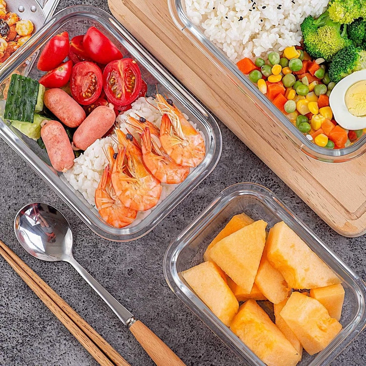 VMCA Glazen Vershoudbakjes Voor Vriezer Oven En Magnetron - 10 Bakjes - Grijs 12 VMCA Glazen Vershoudbakjes Voor Vriezer Oven En Magnetron - 10 Bakjes - Grijs - Afbeelding 10