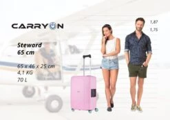 CarryOn Steward TSA Reiskoffer - 65cm Trolley Met Kliksloten - Dubbele Wielen - Roze -Huishoudelijke Artikelen Verkoop 1200x847 1