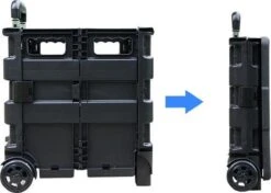 MH Label - XXL - Boodschappentrolley - 70 Liter - Inklapbaar Boodschappenkrat - Vouwkrat Op Trolley - Boodschappenkar - Opbergkrat - Opvouwbaar - Krat Trolley
