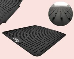 HOMYHON Afdruipmat -Afdruipmat Siliconen -Pannenonderzetter- Antislip -Hittebestendig - Aanrecht Mat -Siliconen Mat - 40 X 46 Cm - Zwart -Huishoudelijke Artikelen Verkoop 1200x960 8