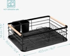 Navaris Afdruiprek Met Uitneembare Bestekhouder - Afwasrek Met Losse Lekbak - Vaatwasrek Met Plateau - Voor Bestek, Borden, Schalen En Pannen -Huishoudelijke Artikelen Verkoop 1200x968 3
