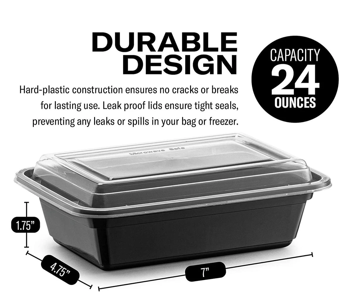 Buxibo - 50 Meal Prep Bakjes - Salade/Lunch Box - Diepvriesbakjes - Vershoudbakjes - Plastic Bakjes Met Deksel - Vershouddoos - Magnetron Vaatwasser Bestendig - 24 Oz/0.7 Liter Inhoud - Herbruikbaar - Kunststof - BPA Vrij - Zwart 7 Buxibo - 50 Meal Prep Bakjes - Salade/Lunch Box - Diepvriesbakjes - Vershoudbakjes - Plastic Bakjes Met Deksel - Vershouddoos - Magnetron Vaatwasser Bestendig - 24 Oz/0.7 Liter Inhoud - Herbruikbaar - Kunststof - BPA Vrij - Zwart - Afbeelding 5