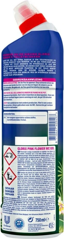 Glorix WC Powergel Toiletreiniger Pink Flower - 6 X 750 Ml - Voordeelverpakking -Huishoudelijke Artikelen Verkoop 324x1200