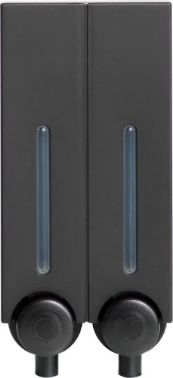 Aquathof, Zeepdispenser, Mat Zwart, 2 Kamer, 2 Reservoirs, 2x250ml - Hangend - Wandmontage -Huishoudelijke Artikelen Verkoop 551x1200