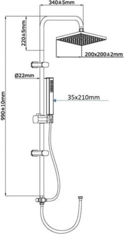 SCHÜTTE Tokyo Douchesysteem - Regendouche - 102 Cm Stang - Chroom -Huishoudelijke Artikelen Verkoop 636x1200
