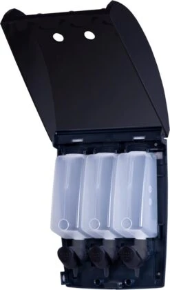 Aquathof, Zeepdispenser, Mat Zwart, 3 Kamer, 3 Reservoirs, 3x350ml, Hangend, Wandmontage -Huishoudelijke Artikelen Verkoop 705x1200