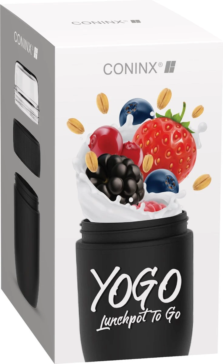 Coninx Yoghurtbeker To Go - Muesli Beker To Go - Lunchbeker - Mueslibeker 640ml (450ml+190ml) - Zwart 9 Coninx Yoghurtbeker To Go - Muesli Beker To Go - Lunchbeker - Mueslibeker 640ml (450ml+190ml) - Zwart - Afbeelding 7