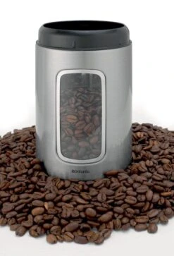 Brabantia Voorraadbus - 1,4 L - Matt Steel Fingerprint Proof / Matt Black Deksel - Met Venster -Huishoudelijke Artikelen Verkoop 817x1200