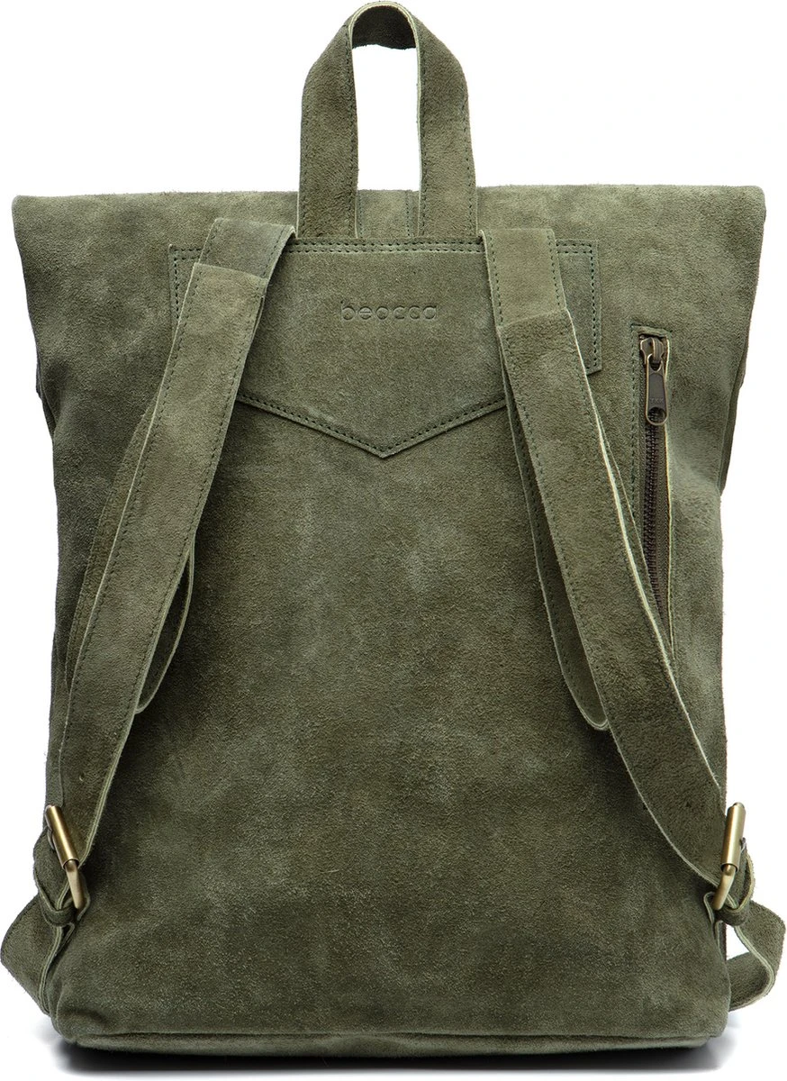 Beocca - Leren Rugzak Cleo Groen - 14" Laptoptas 5 Beocca - Leren Rugzak Cleo Groen - 14" Laptoptas - Afbeelding 3