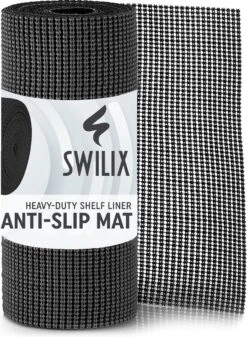 SWILIX ® Antislipmat Voor Kasten En Lades, Douchemat - Badkamermat - Badmat, Dienblad, Vloer - 4 Meter Rol - Anti Slip Mat - 400 X 30 Cm - Zwart -Huishoudelijke Artikelen Verkoop 880x1200