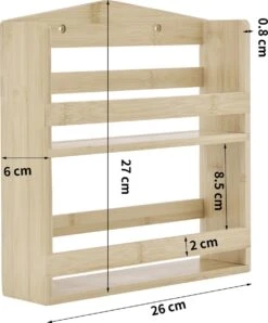ACAZA Ophangbaar Kruidenrek Met 10 Glazen Kruidenpotjes, Spice Rack, Keuken Rek, Kruiden Organizer Voor Specerijen, Peper, Zout, 26 Cm Breed, Bamboe -Huishoudelijke Artikelen Verkoop 995x1200
