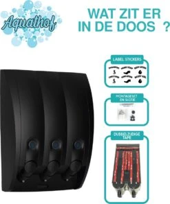Aquathof, Zeepdispenser, Mat Zwart, 3 Kamer, 3 Reservoirs, 3x350ml, Hangend, Wandmontage -Huishoudelijke Artikelen Verkoop 998x1200 1